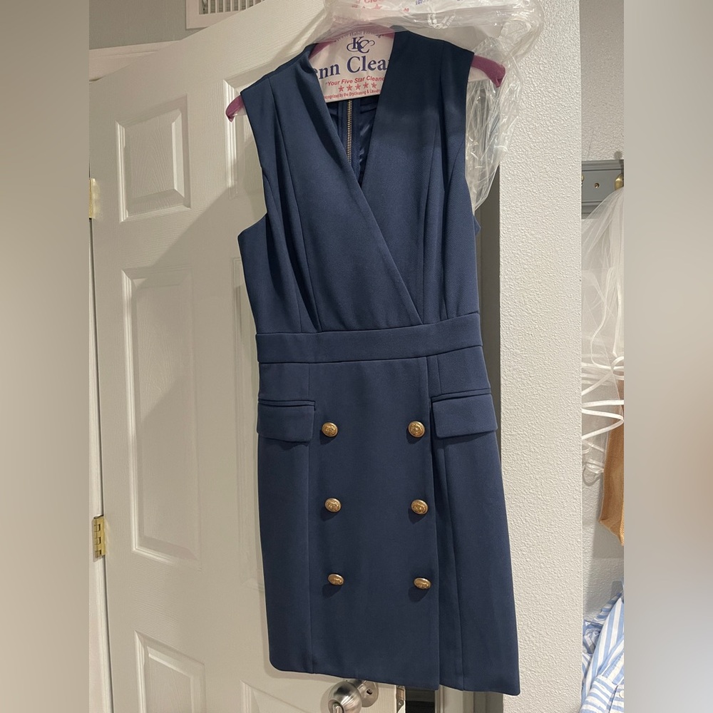 Donnée Par Dieu Deep Blue Dress w/ Gold Zipper